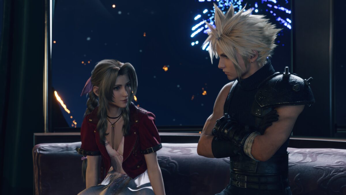 Aerith & Cloud on the skywheel in Final Fantasy VII Rebirth